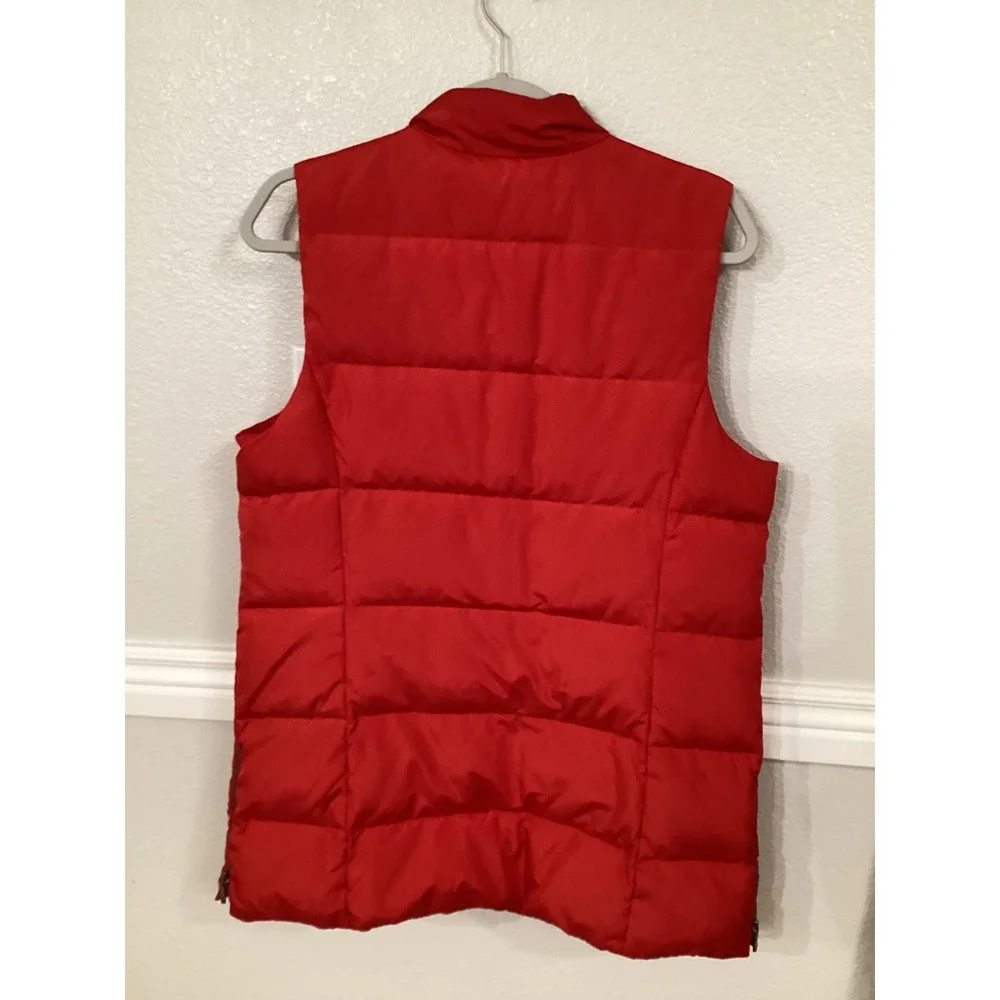 J Jill‎ Womens Red Quilted Down Puffer Vest Stand Collar Zip Front Medium